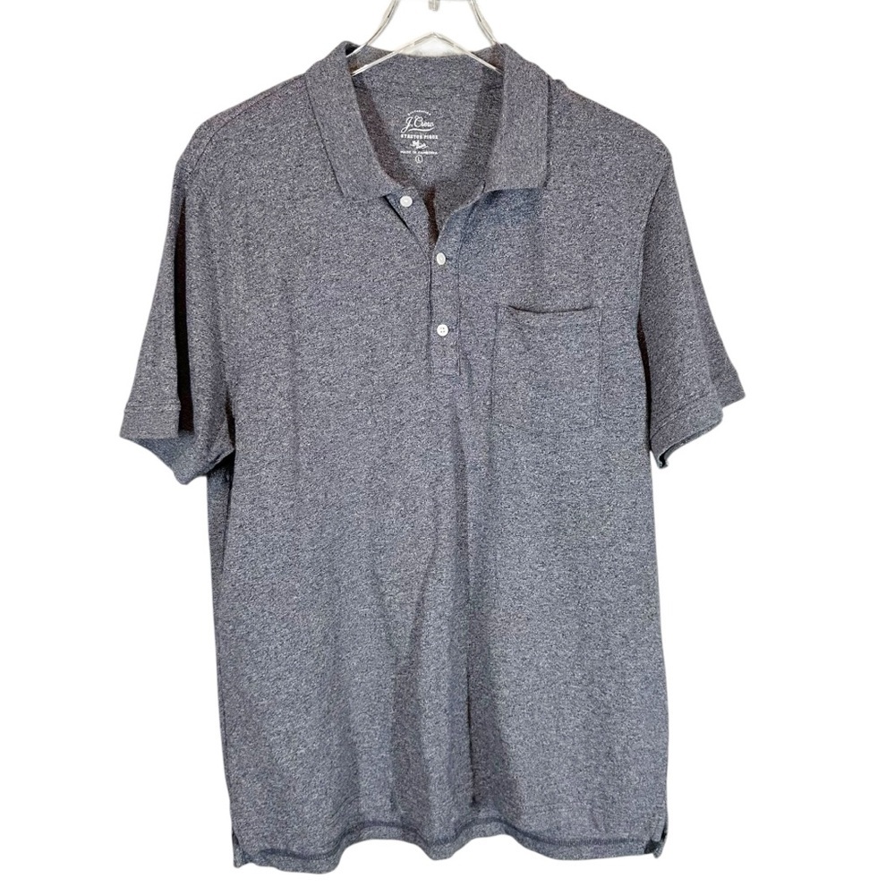 J.CREW Men's Large Grey Stretch Pique Polo Shirt